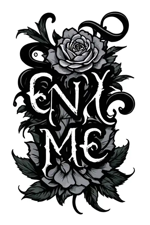 envy me in caligraphy style font tattoo design idea