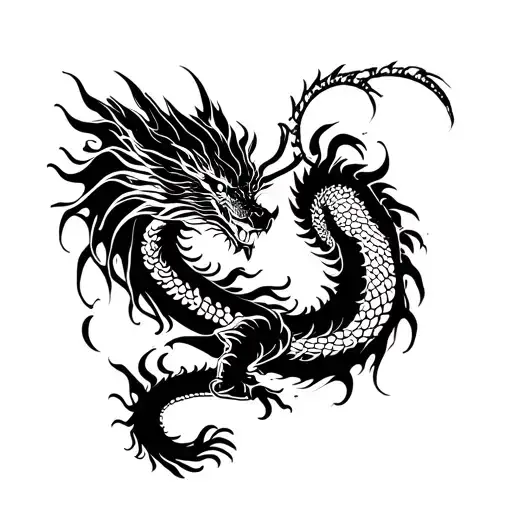 tribal dragon japan tattoo design idea