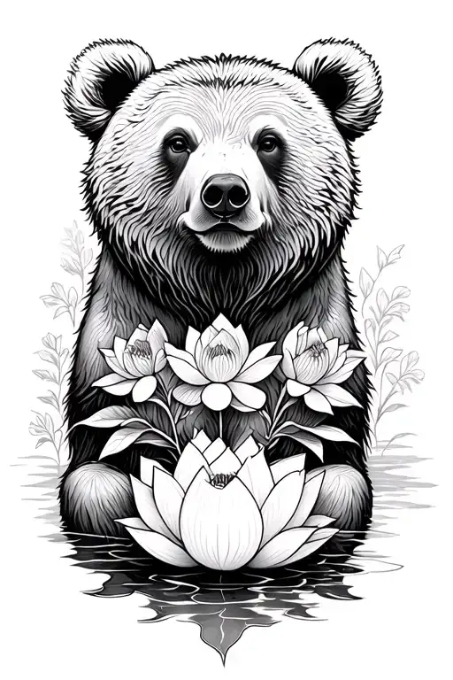 Lilas Lotus Forest Bear We Live tattoo design idea