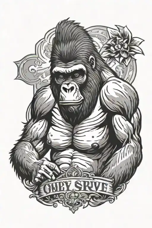 only the strong survive gorilla tattoo design idea