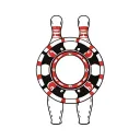 poker chip and bowling ball transforming with the arizona state outline tattoo design idea