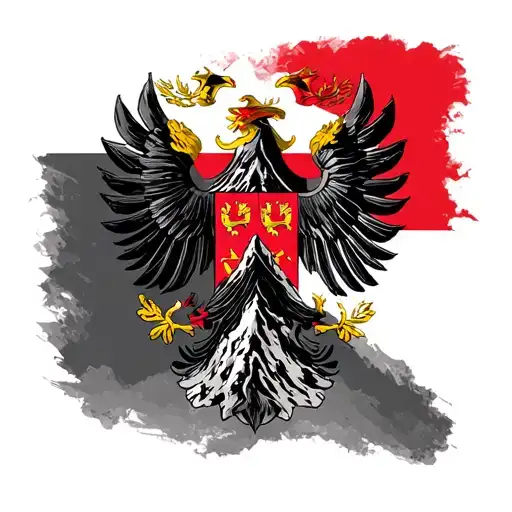 Albanian flag mixed with mountains tattoo design idea