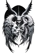 devil vs angel tattoo design idea
