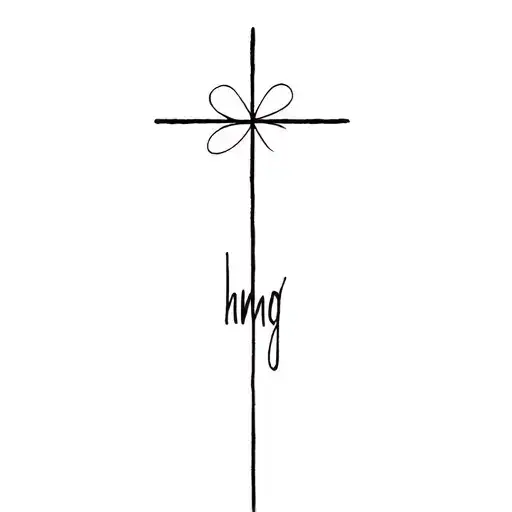 give me a dainty cross tattoo with the initials “arm” and “hmg” for a tattoo tattoo design idea