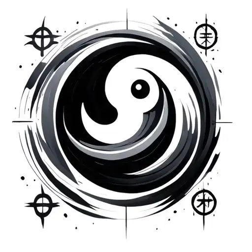 enso circle with stoic symbols tattoo design idea