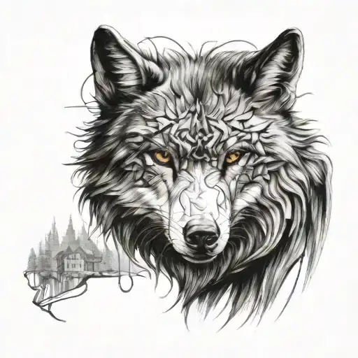 good bad wolf tattoo design idea