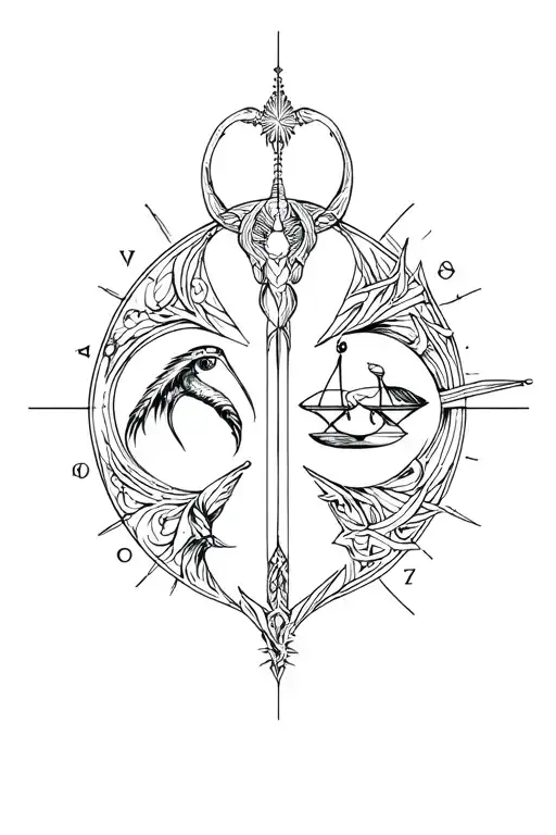 Sagittarius Gemini Cancer and libra zodiac tattoo combined tattoo design idea