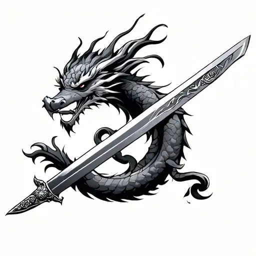 mushu wraps on the sword tattoo design idea