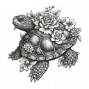 turtle with shell made of flowers tattoo design idea