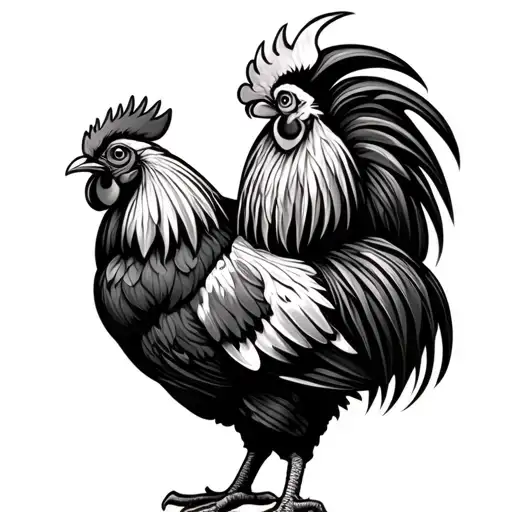 black attacking rooster tattoo design idea