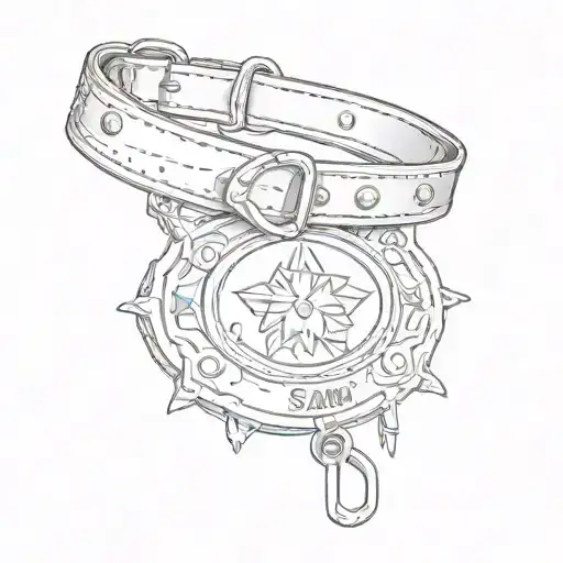 collar with dogtag in memory of my dog sam tattoo design idea