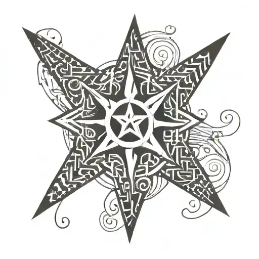 A minimalist tattoo of a shuriken with musical symbols incorporated into the design, showcasing the client's interests in a subtle way tattoo design idea