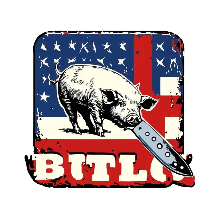 Butcher Knife With Pig On It holds old tattoo design idea