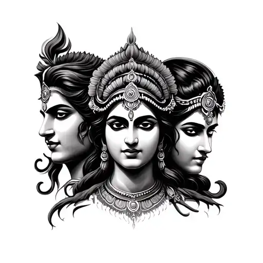 vishnu mahesh three faces tattoo design idea
