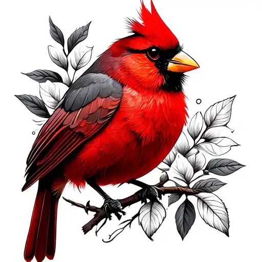 red cardinal wearing boho tie tattoo design idea
