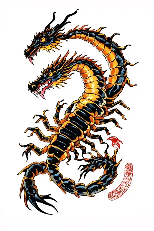 scorpion and dragon tattoo design idea