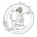 with a spiral symbolizing development and freedom, ocean waves, mineral crystals, miniature people, 7 chakras tattoo design idea