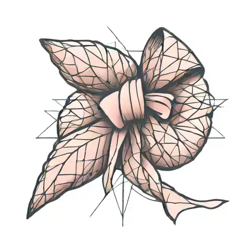 croissant in shibari wearing a pink bow tattoo design idea