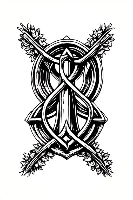 Cross with holy trinity knot symbol tattoo design idea