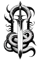 sword around which snakes develop, cathedral, patterns tattoo design idea