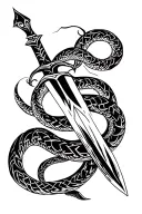 sword around which snakes develop, cathedral, patterns tattoo design idea