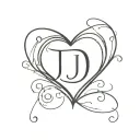 initials j a s made as a heart shape tattoo design idea