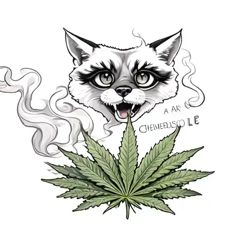 money, weed, animal eyes, smoke, and a saying tattoo design idea