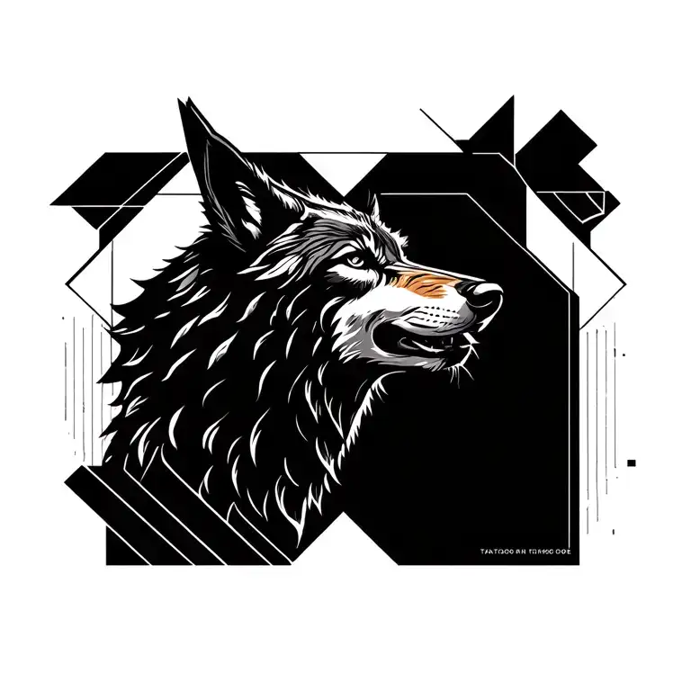 wolf howling tattoo design idea