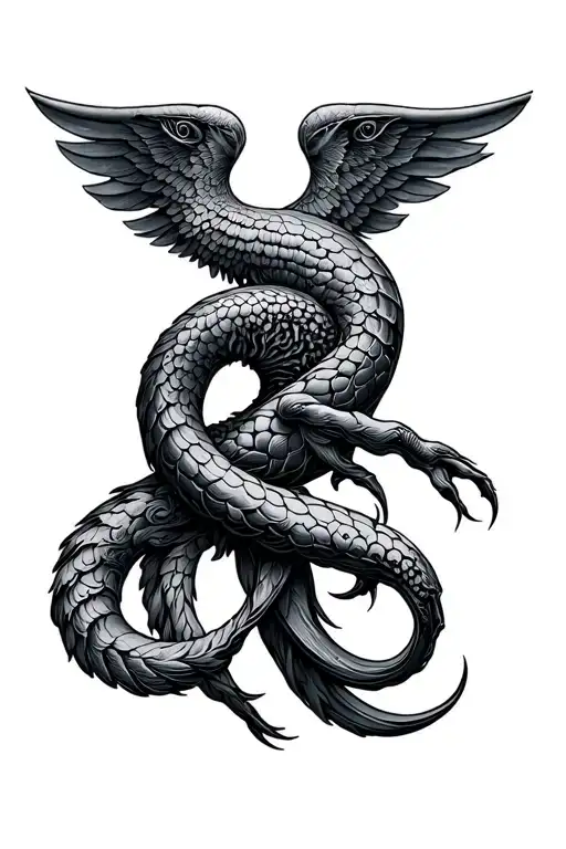 Gemini zodiac sign intertwined with Aquarius zodiac sign, air tattoo design idea