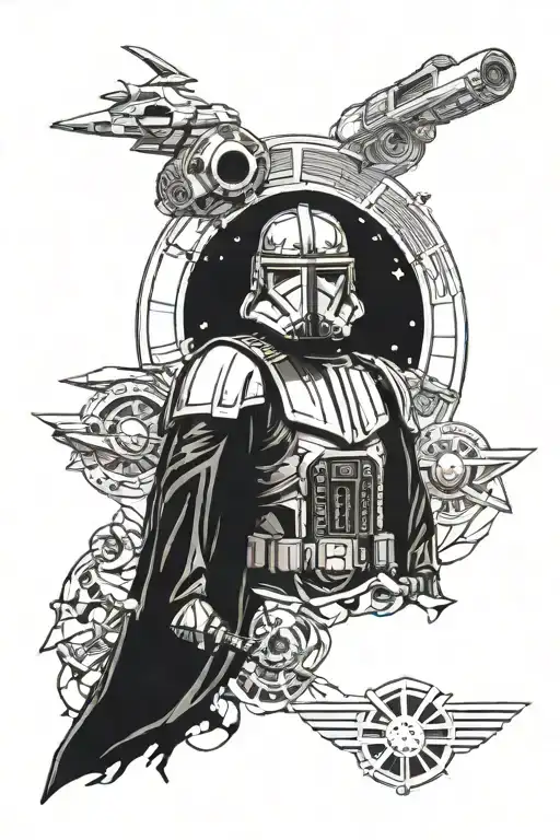 star wars, warhammer 40k,  brandon sanderson, solar punk tattoo design idea