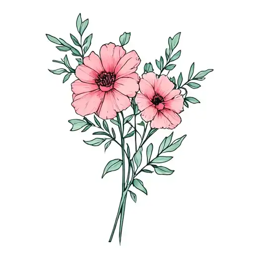 birth flowers tattoo march, may, august, septemeber, october, novemeber, december bouquet tattoo design idea