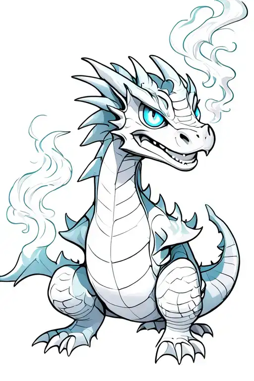Puff the magic dragon with glowing eyes and smoke cascading around the body and through its nose tattoo design idea