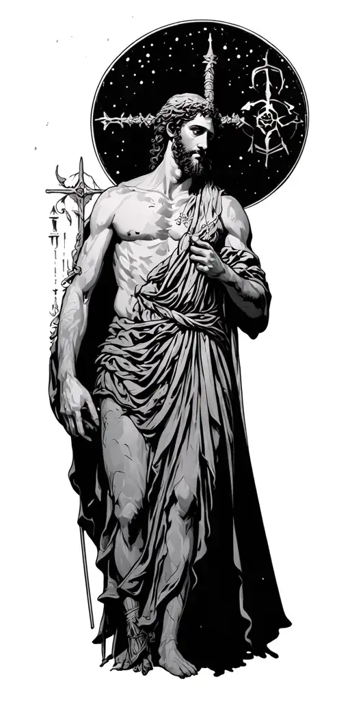 greek mythology hermit tarot art novel tattoo design idea