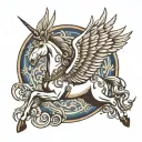 Pegasus flying tattoo design idea