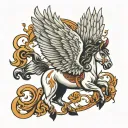 Pegasus flying tattoo design idea