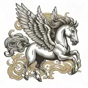 Pegasus flying tattoo design idea