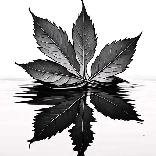 leaf in the water with reflection tattoo design idea