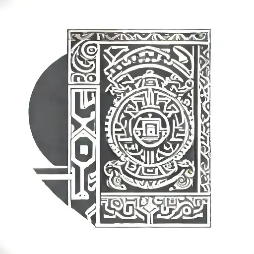 Aztec sleeve symbol pattern tattoo design idea