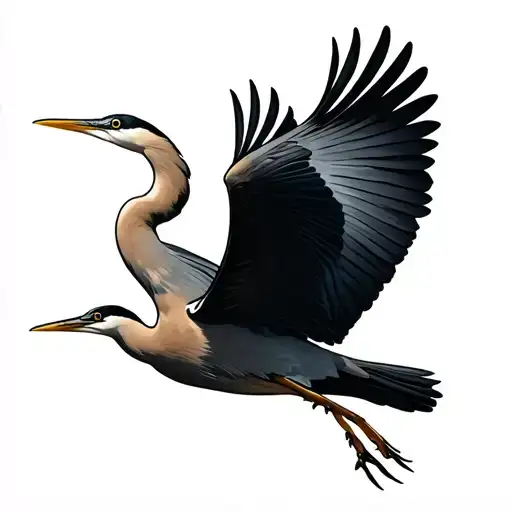 Heron Flying tattoo design idea