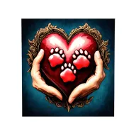 a heart holding 3 paw prints love tattoo design idea