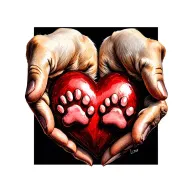 a heart holding 3 paw prints love tattoo design idea