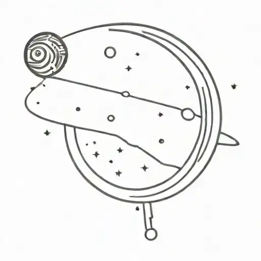 the moon and Saturn surrounded by a disco ball tattoo design idea