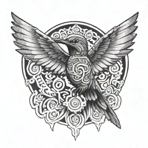 Aztec Hummingbird tattoo design idea