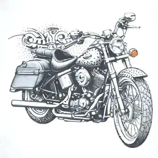 Create a Harley Davidson motorcycle with a unique twist tattoo design idea