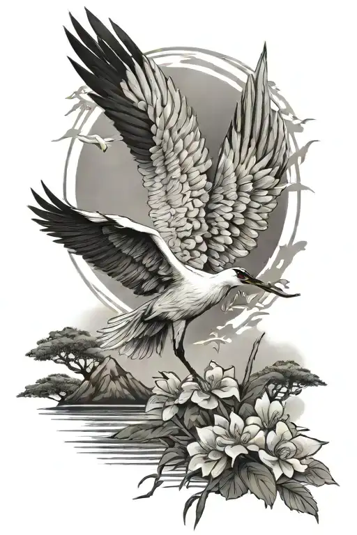 japanese crane tattoo design idea