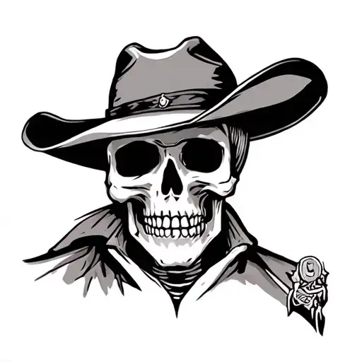 Sad cowboy Skeleton tattoo design idea