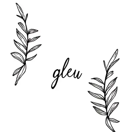 To say "Gleu" in the middle of two open palm leaves tattoo design idea