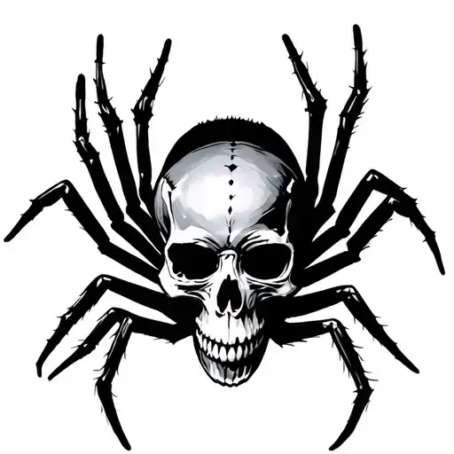 skull and spider tattoo design idea