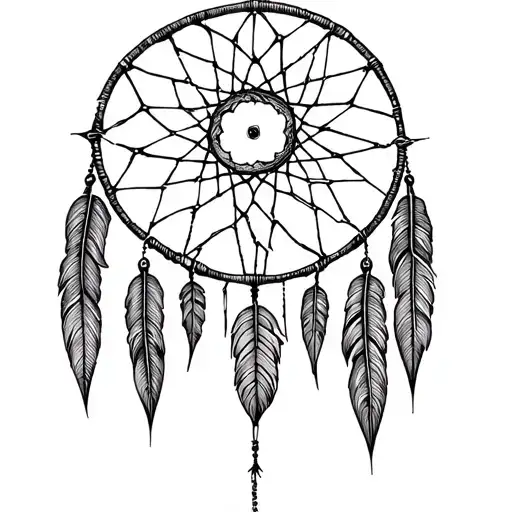 broken dream catcher tattoo design idea