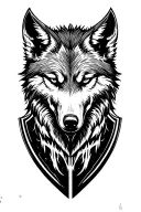 wolf face mantle on shield adorned tattoo design idea